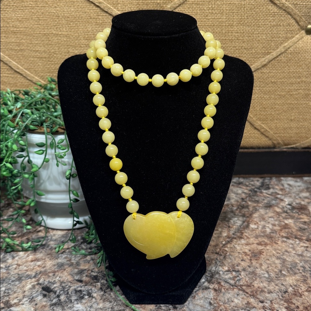 Yellow Beaded Stone Necklace